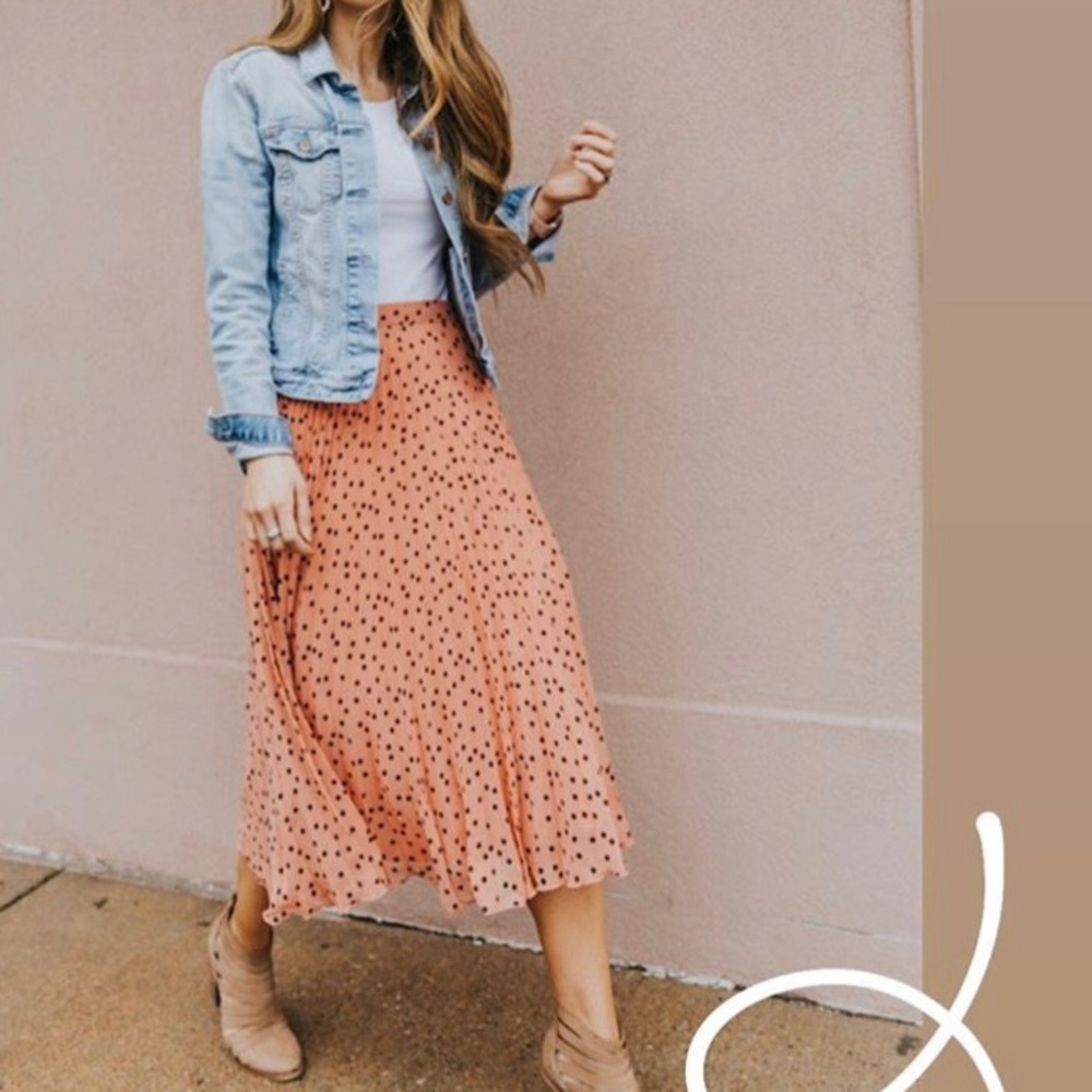 ASOS Oasis Polka Dot Pleated Midi Skirt